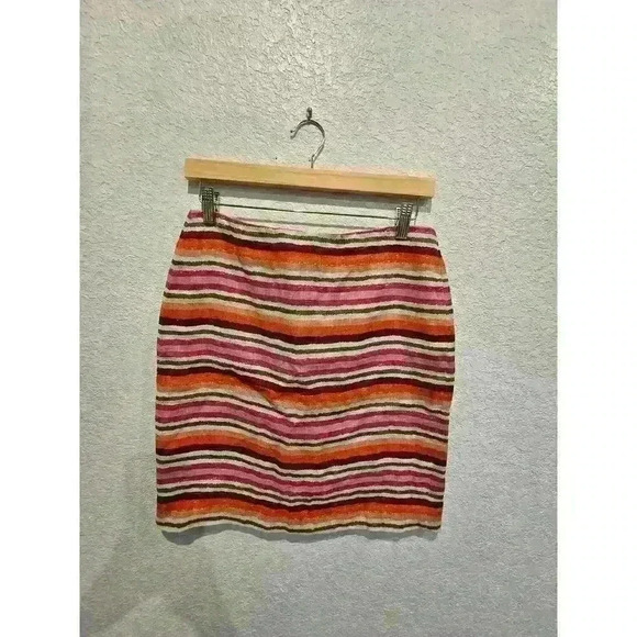 Talbotts Stripe Linen Skirt Size 4p - Picture 1 of 4